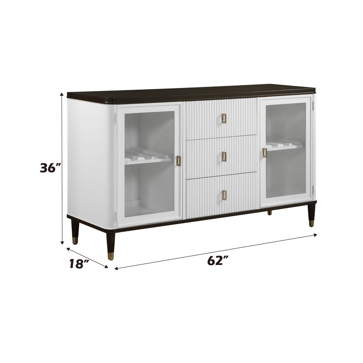 Carene Server with Drawers and Glass Accent - Brown / White