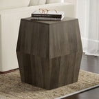 Hexagonal Mango Wood Side Table with Kiln-Dried Durability – Dark Gray or Light Brown
