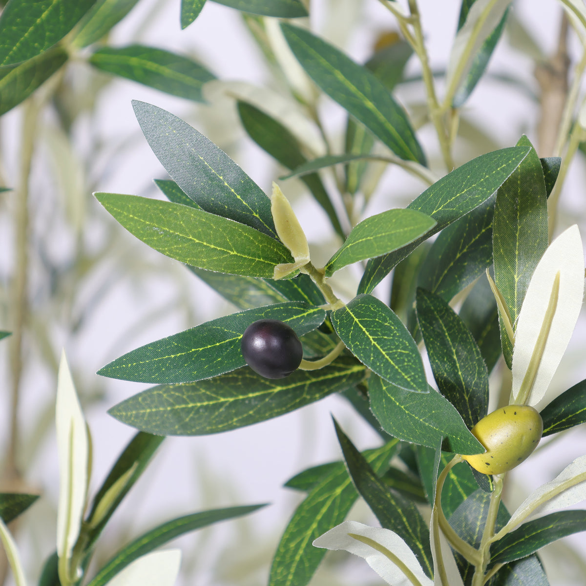 8FT Artificial Olive Tree with Decorative White Planter - Green Leaves