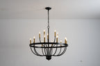 18-Light Industrial Iron Candle Chandelier with Adjustable Height - Gold & Black