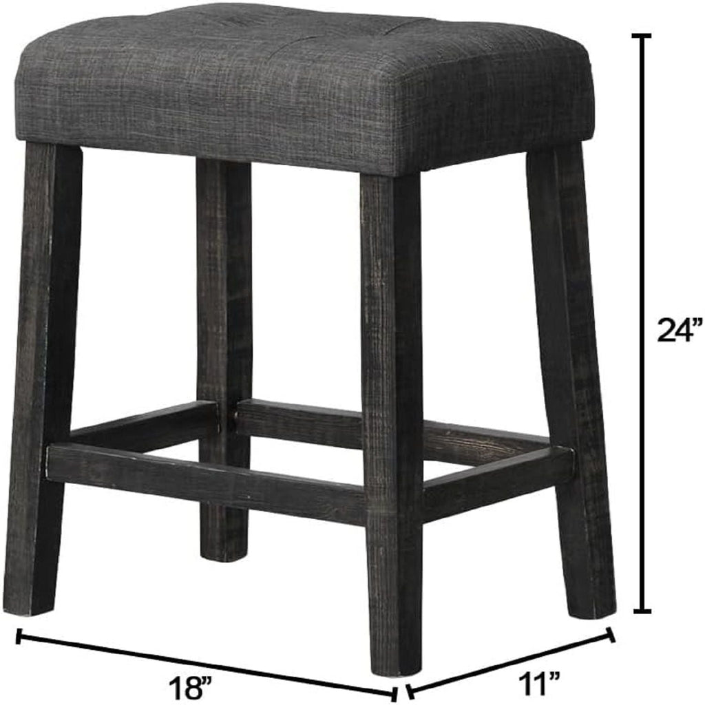 Transitional Backless Counter Stool Set with Upholstered Cushion - Black or Beige