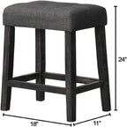 Transitional Backless Counter Stool Set with Upholstered Cushion - Black or Beige