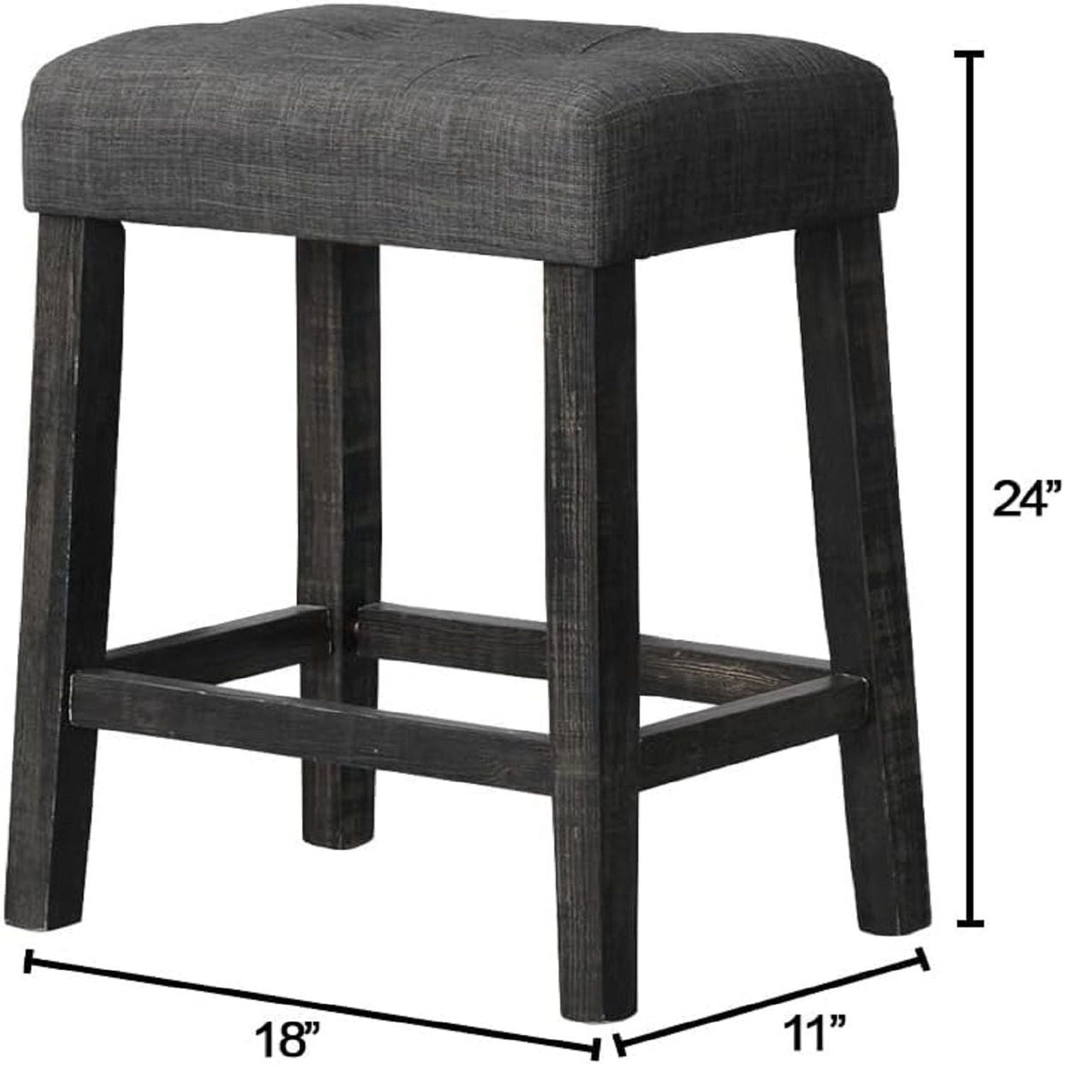 Transitional Backless Counter Stool Set with Upholstered Cushion - Black or Beige
