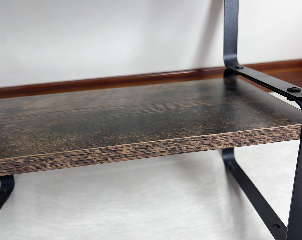 2-Tier Adjustable Storage Shelves with MDF & Metal Frame - Rustic Wood Look