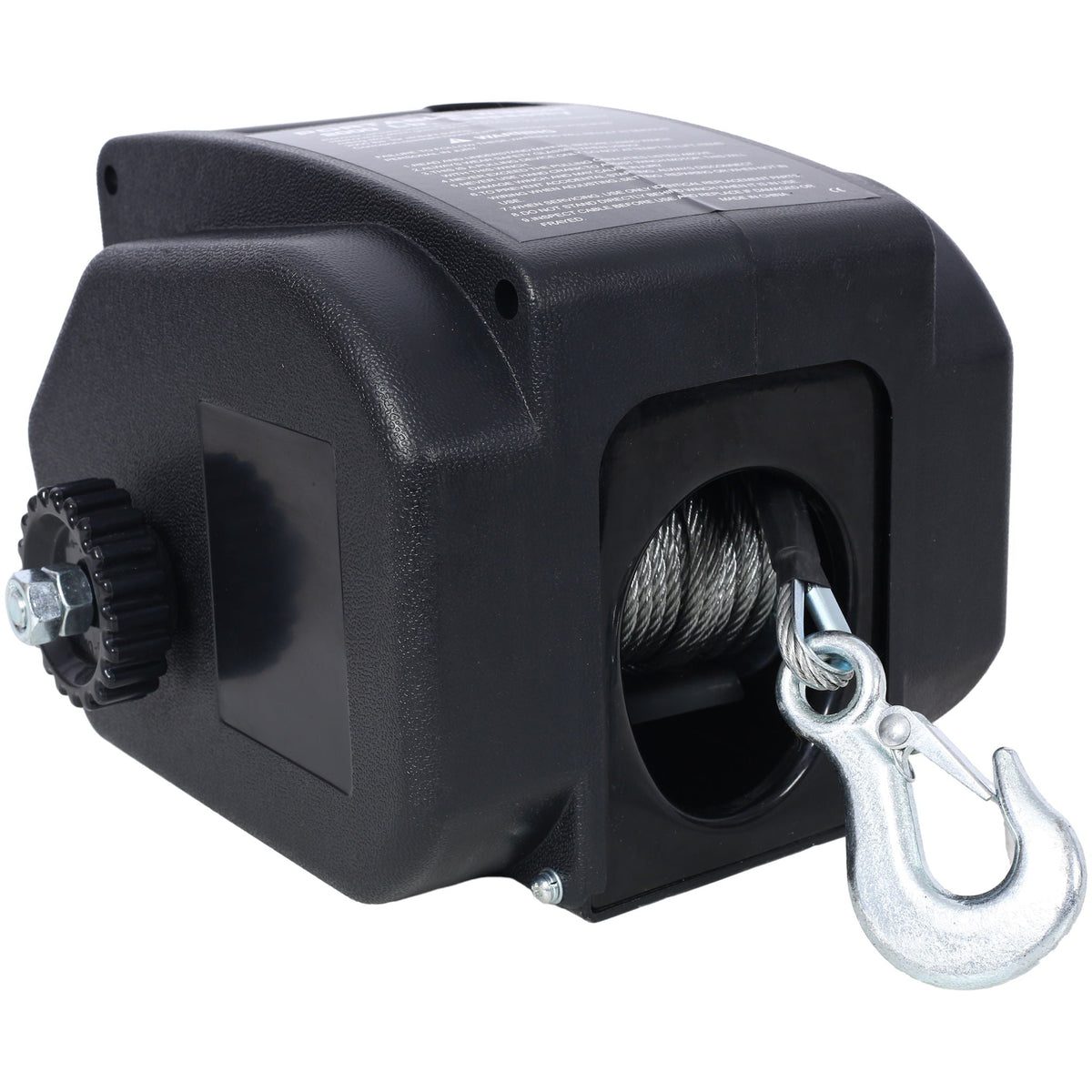 Reversible Electric Trailer Winch with Galvanized Wire Rope - Black