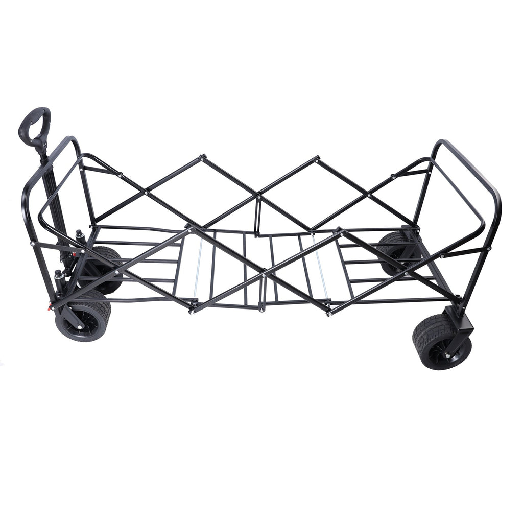 Large Capacity Folding Outdoor Wagon Cart with Extender - Black & Orange