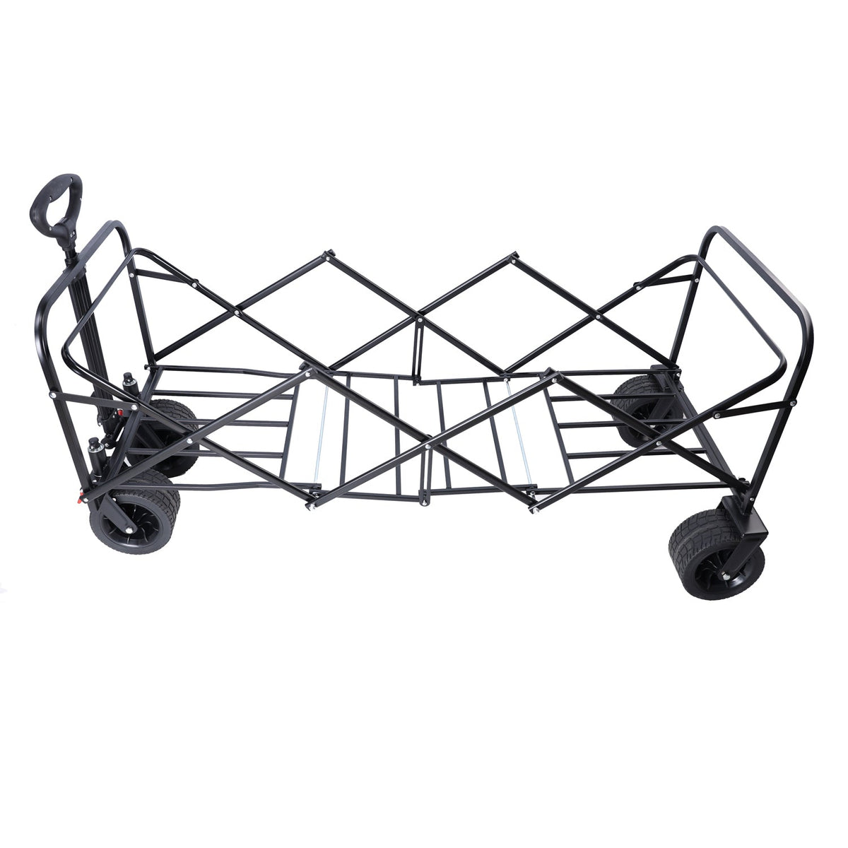 Large Capacity Folding Outdoor Wagon Cart with Extender - Black & Orange