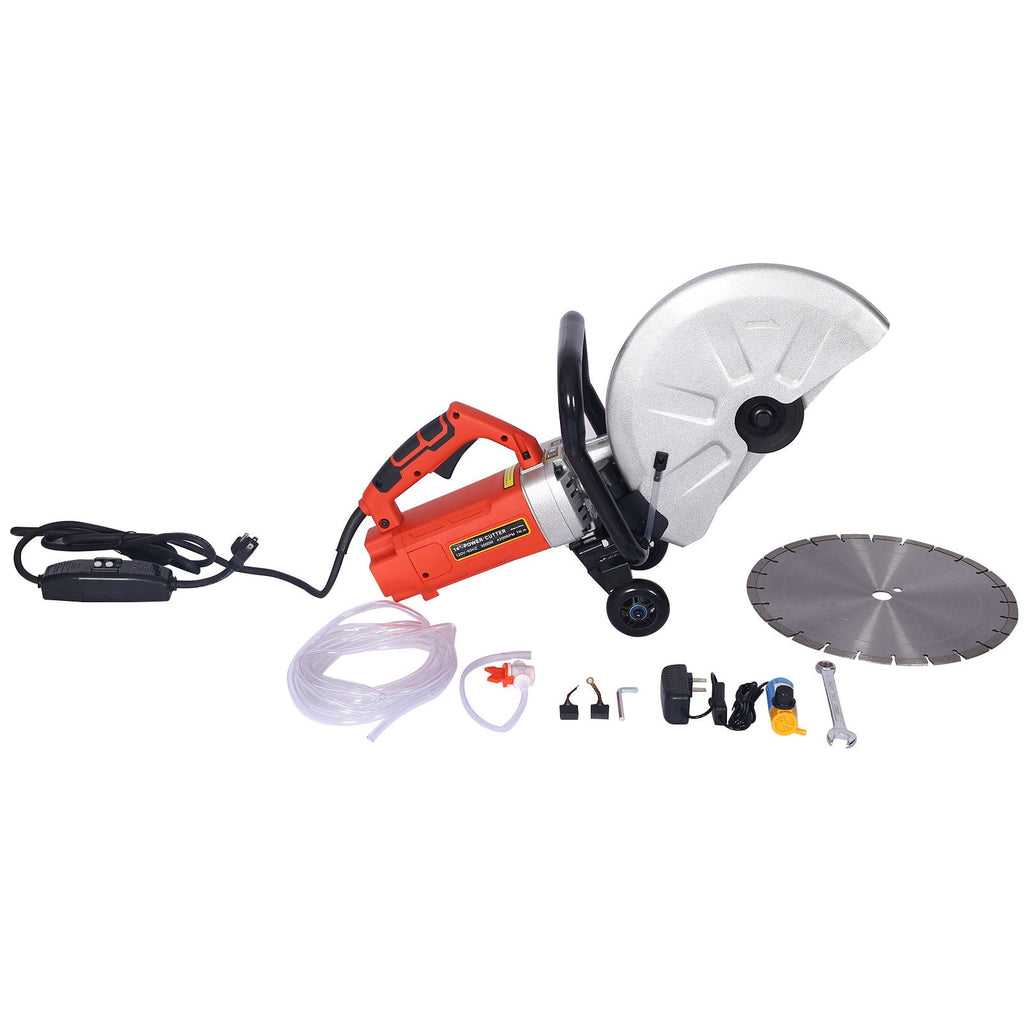 14" Electric Cut Off Saw with Water Line Attachment - Black / Silver