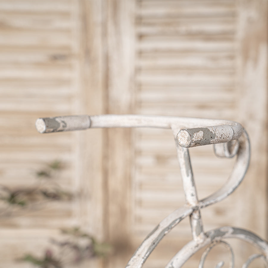 Rustic Bicycle Metal Wire Wall Planter Basket with Vintage Design - Grey and White