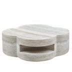 Marble Clover Round Coffee Table with Open Storage