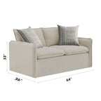 Pattern Linen Loveseat with 2 Toss Pillows - Beige