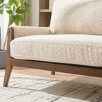 Mid-Century Modern Boucle Fabric Sofa with Solid Wood Frame
