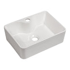 Modern Ceramic Rectangular Vessel Bathroom Sink with Sleek Design - White