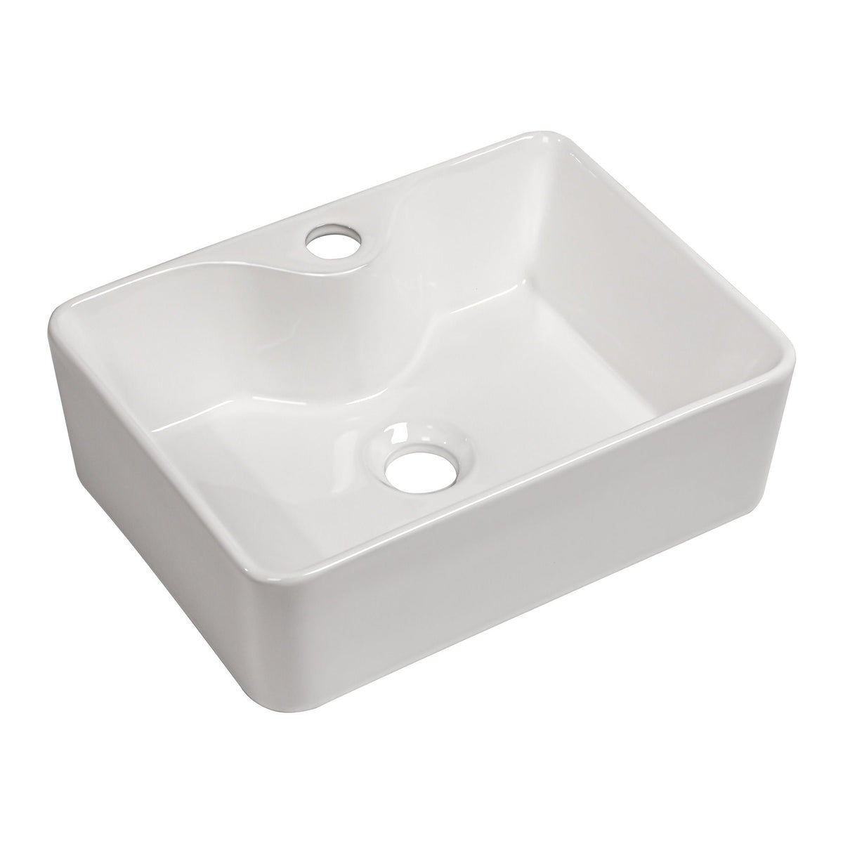 Modern Ceramic Rectangular Vessel Bathroom Sink with Sleek Design - White