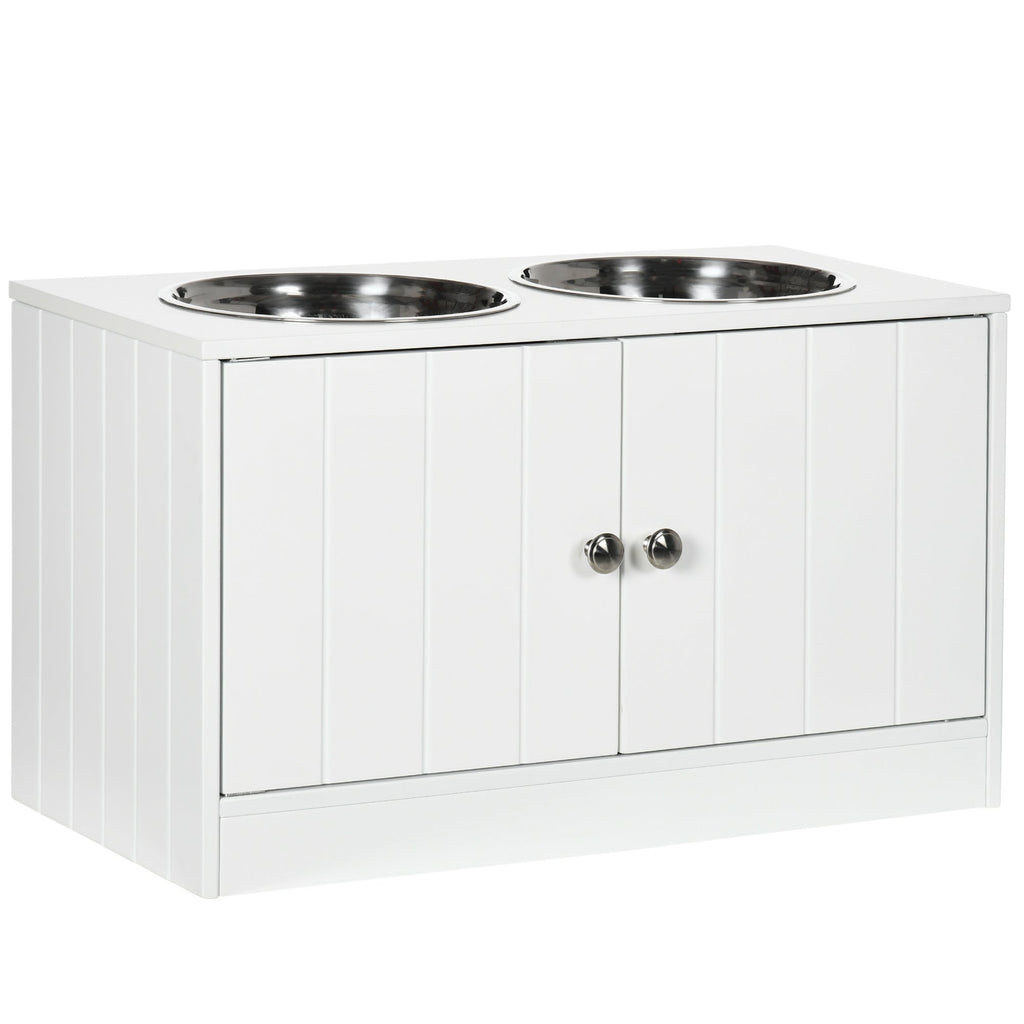 Large Elevated Dog Bowls with Storage Cabinet - Stainless Steel Feeder