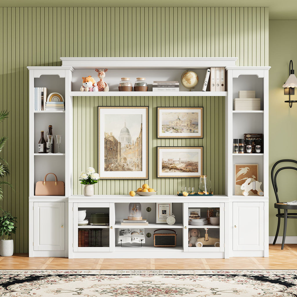All-In-One TV Stand with Bookcase for TVs Up To 65" - Black or White