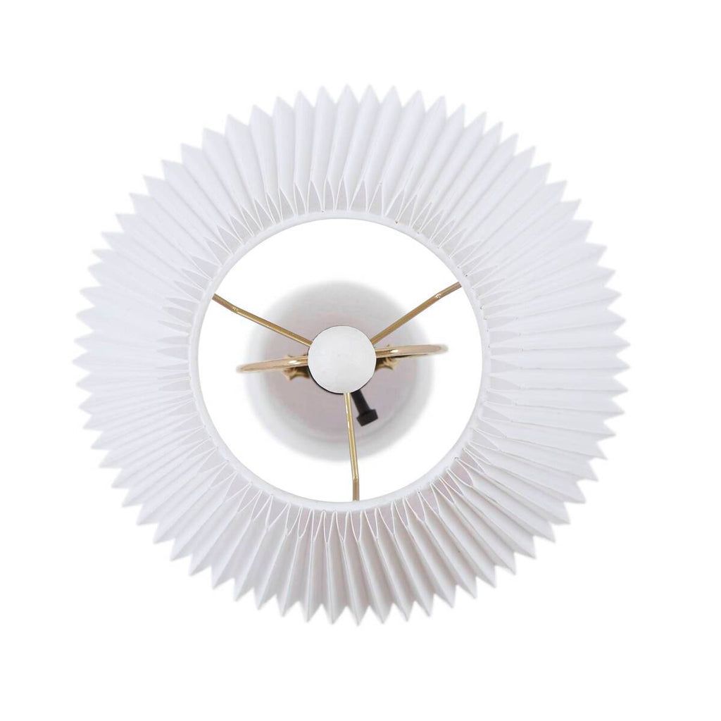 Textured Ceramic Table Lamp with Fluted Fabric Shade - White