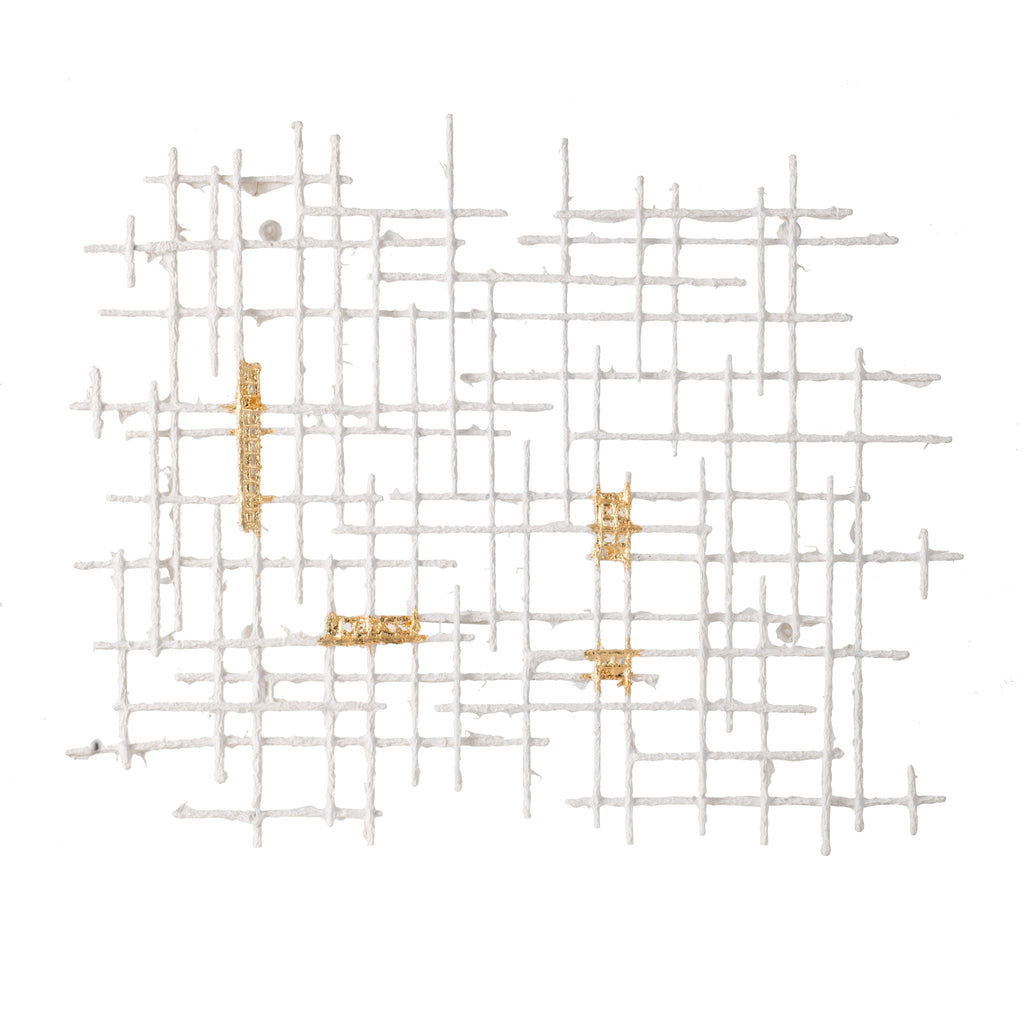 Iron Wall Decor with Geometric Design - White / Gold