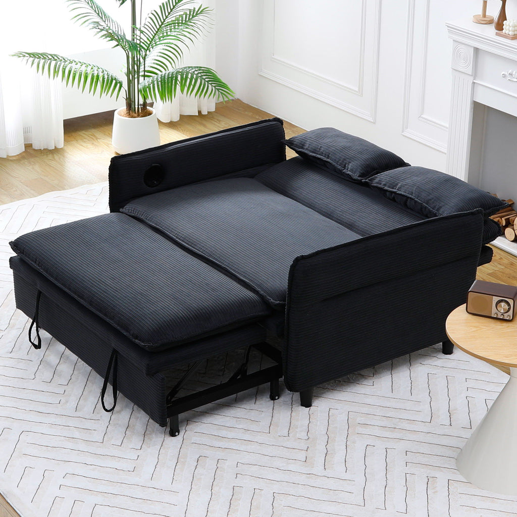 Modern Fabric Sofa Bed with Adjustable Armrests and Backrests - Multiple Colors