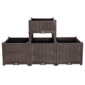 Rectangular Plastic Planting Box Kit with Water Barrier - Coffee