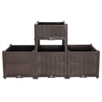 Rectangular Plastic Planting Box Kit with Water Barrier - Coffee