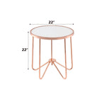 Alivia Frosted Glass & Rose Gold Round Table
