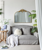 Gold Arched Wall Mirror with Metal Frame - Decorative Accent
