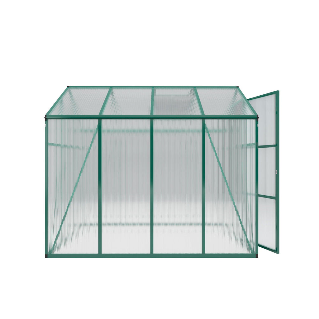 Polycarbonate Walk-In Greenhouse with Raised Base - Green