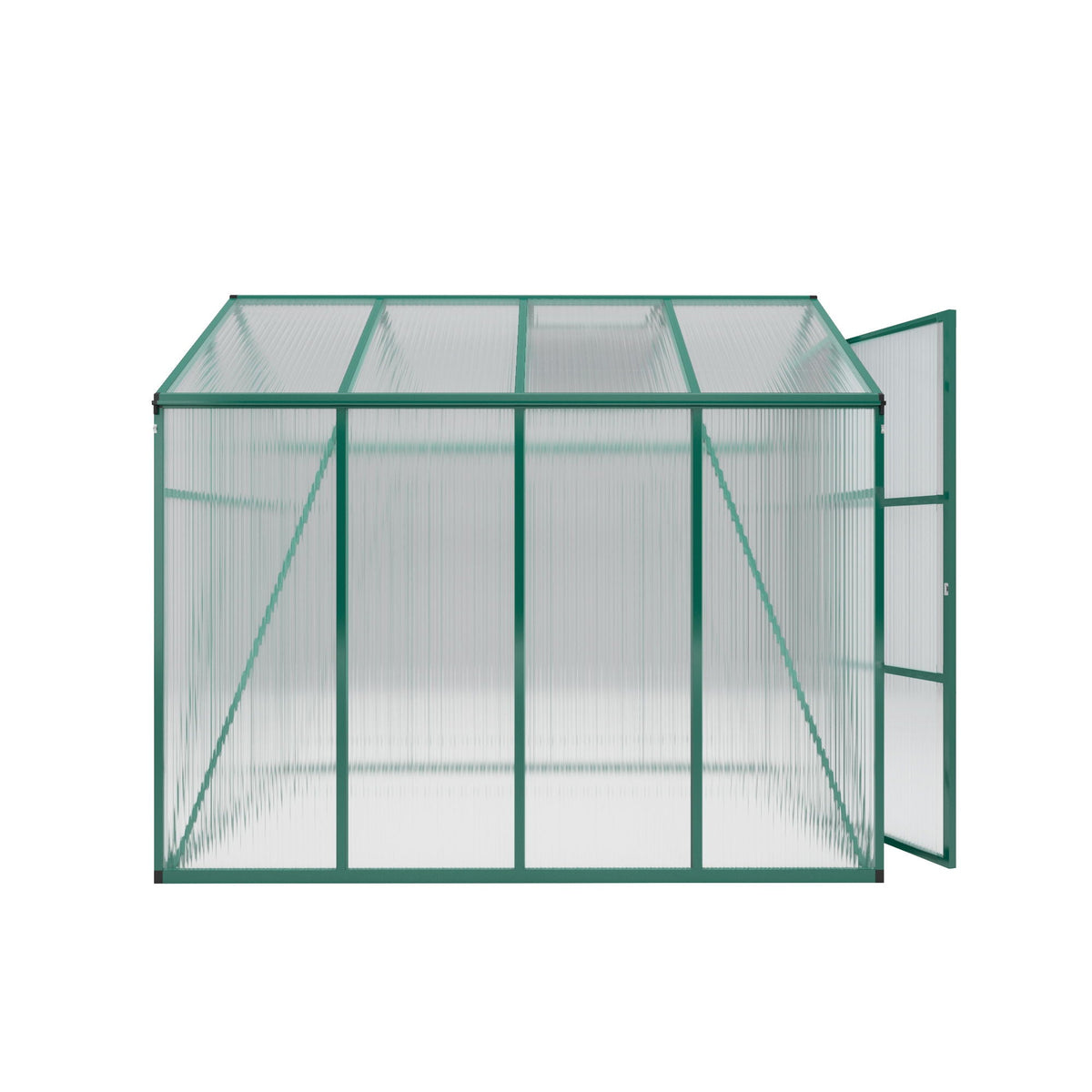 Polycarbonate Walk-In Greenhouse with Raised Base - Green