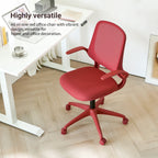 Ergonomic Office Chair with Mesh Back and Flipping Armrests - Red