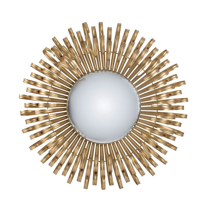 Sunburst Design Wall Mirror with Decorative Gold Finish - Modern Entryway