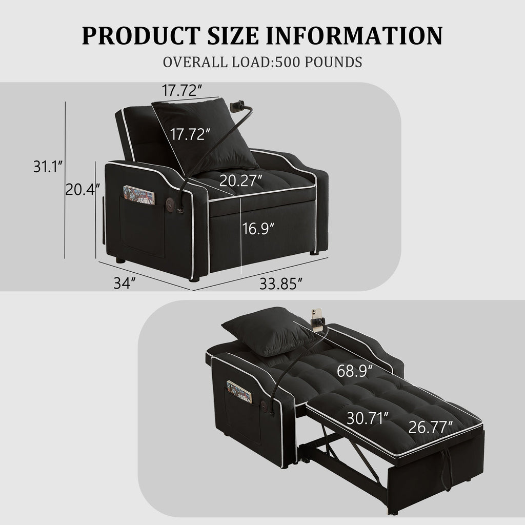 3-in-1 Convertible Sleeper Sofa Chair