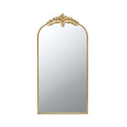 Gold Arched Wall Mirror with Metal Frame - Decorative Accent