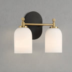 3-Light Vanity Wall Light with Frosted Glass Shades - Black / Gold / White