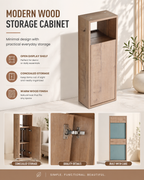 Imitative Oak Wall Mounted Bathroom Mirror Cabinet with Soft Close Door
