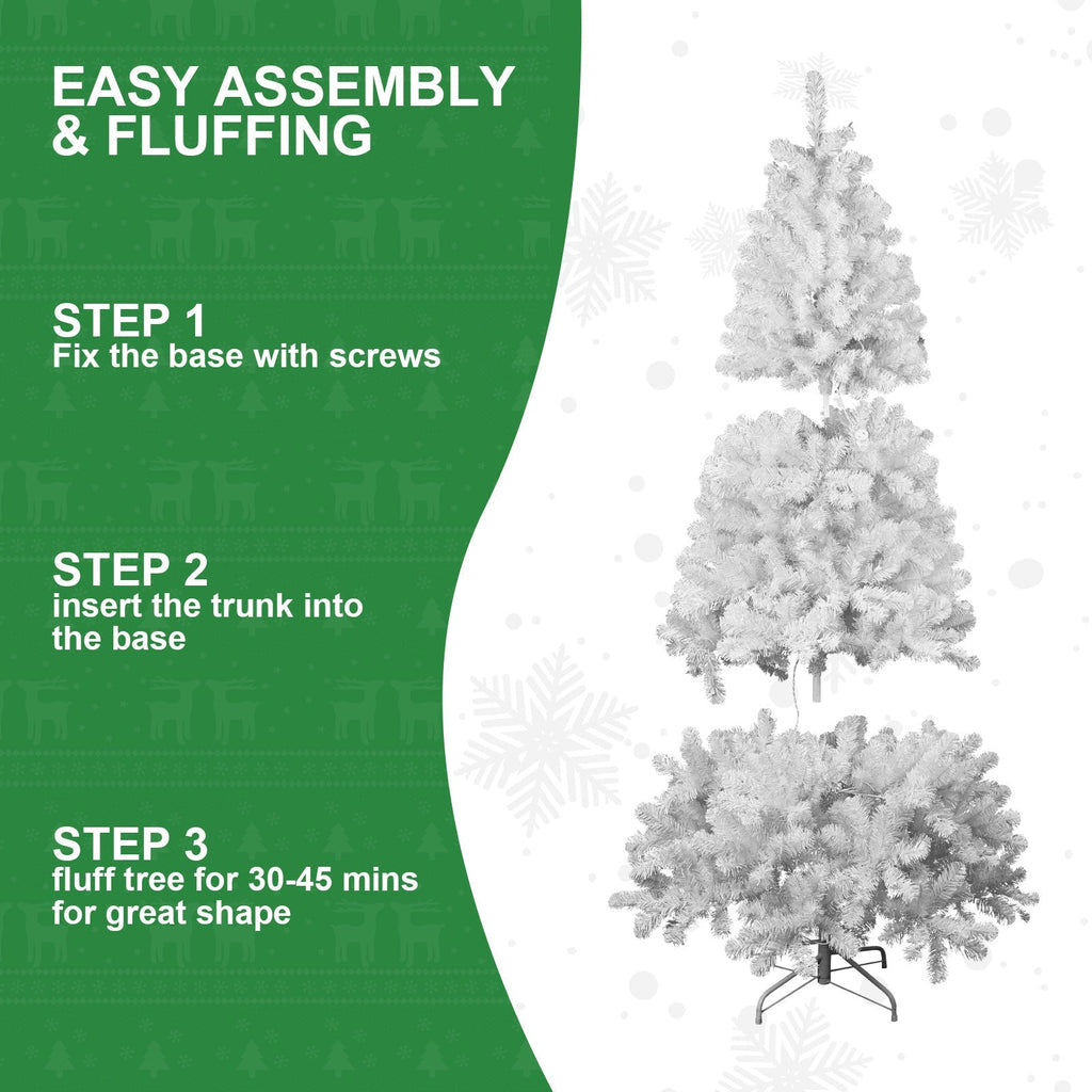 7ft White Christmas Tree with Memory Wire and 1064 Tips - White