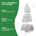 7ft White Christmas Tree with Memory Wire and 1064 Tips - White