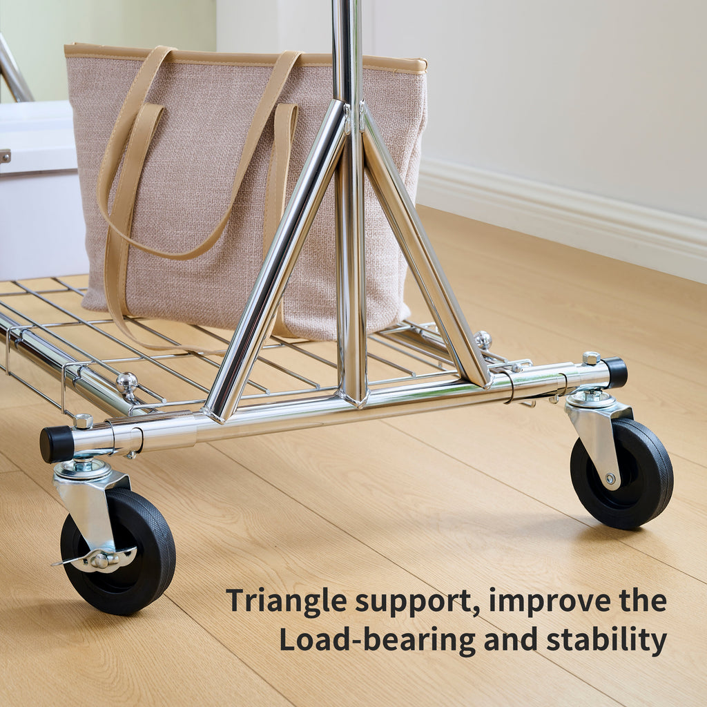 Heavy Duty Rolling Clothes Rack with 600 lbs Capacity - Iron