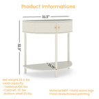Demi Lune Console Table with 2 Storage Drawers - White, Dark Gray, Dark Brown