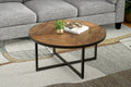 Round Solid Wood Coffee Table with Easy Assembly - Light Brown