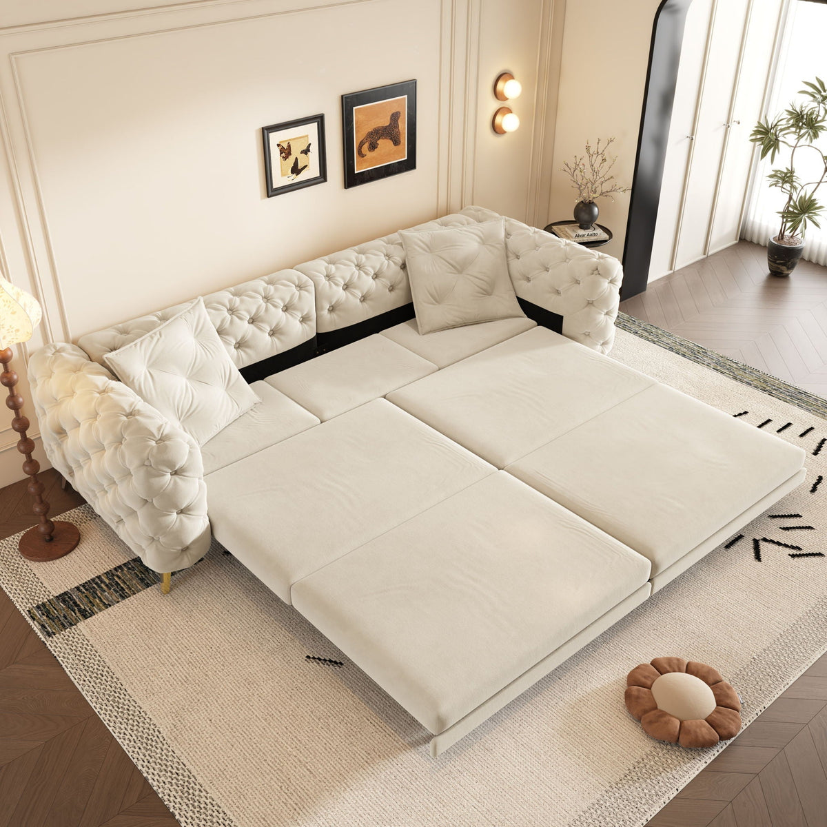 Convertible 3-in-1 Sleeper Sofa Set with Movable Ottoman - Multiple Colors