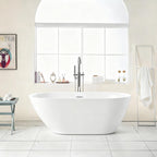Glossy Freestanding Bathtub with Pop Up Drain - White