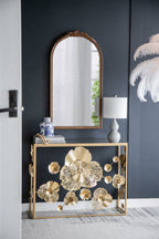 Hand Carved Rose Antique Arched Mirror Frame with Intricate Carvings - Black or Light Brown