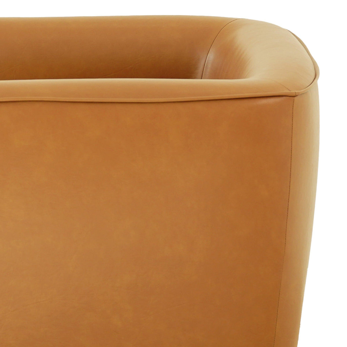Tan Genuine Leather Swivel Chair with Adjustable Headrest
