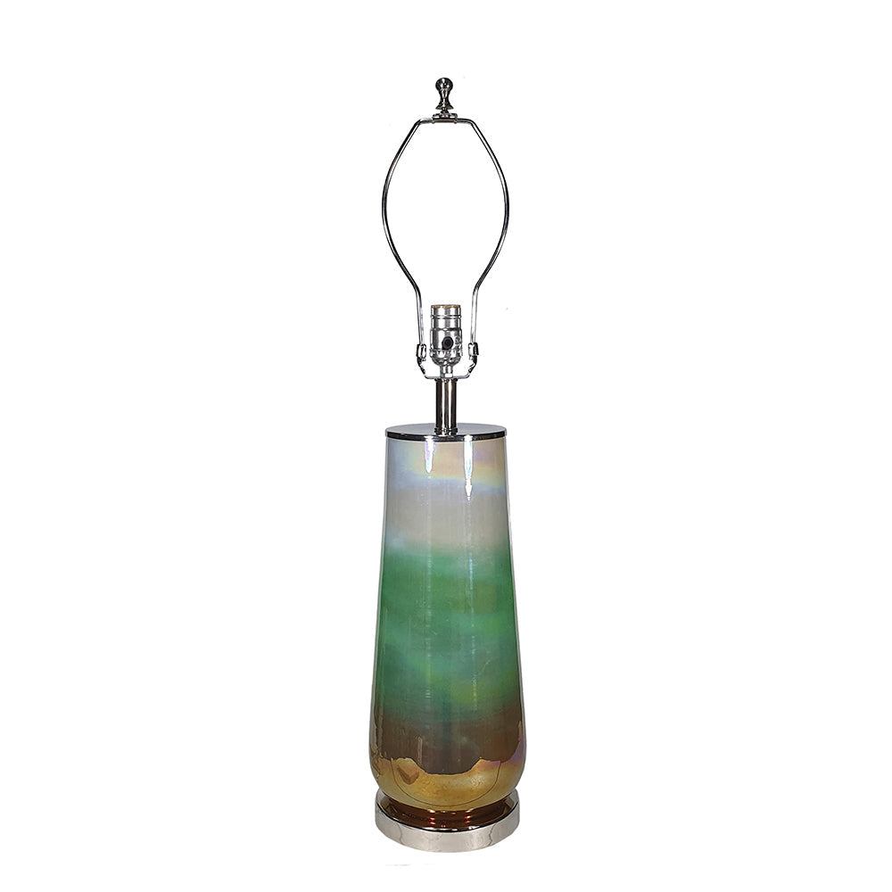 Multicolor Glass Table Lamp with Drum Shade - 30" Height