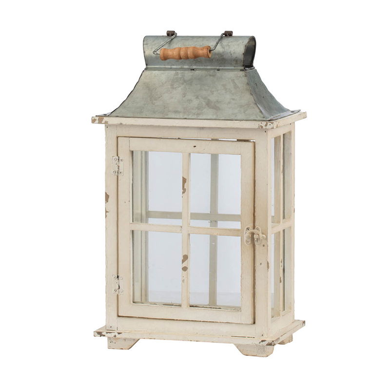 Wooden Candle Lantern Decorative - Ivory