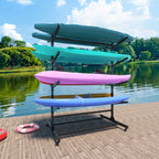 Freestanding Kayak Storage Rack with Lockable Wheels - Black
