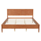 King Size Wood Platform Bed Frame with Classic Headboard - Brown or Natural