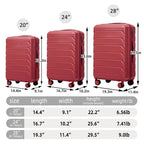 3 Pieces Set Spinner Wheel Luggage With Combination Lock
