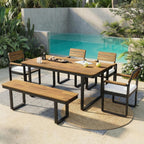 6-Piece Outdoor Dining Set with Acacia Wood - Beige or Gray
